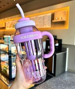 New Cute Ice Cream Tumbler with Straw