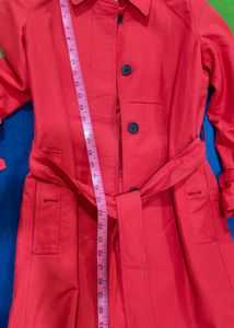 Coral Trench Coat with Belt