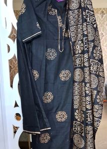 Stylish Libas Black And Golden Patch Work With Plazoo And Stunning Duppatta