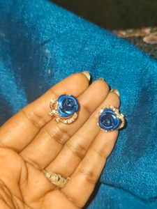 Blue Rose Earrings
