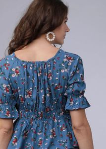 Floral Print Button-Up Peplum Top