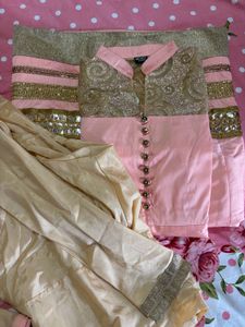 Elegant Pink &amp; Gold Kurta Set