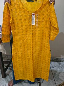 Vibrant Yellow Printed Kurta
