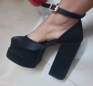 Chunky Platform Heels with Ankle Strap