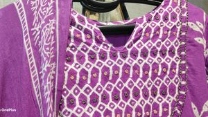 Purple Kurta with pant and duppata