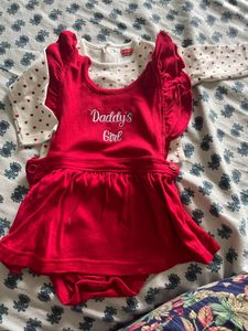 Baby Girl Red Dress with Heart Print