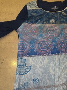 Blue Printed Pajama Top