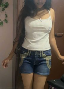 Y2k vintage denim embellished studded shorts +free