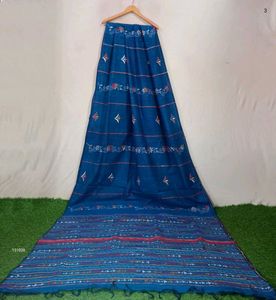 Elegant Blue Hand Kantha Embroidery Saree