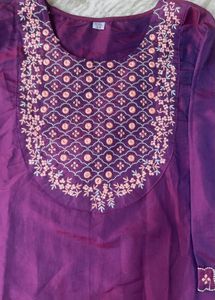 Purple Silk Kurta Set with Embroidery