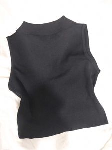 Sleeveless Collared Zip-Up Top