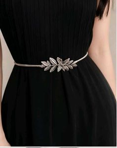 Elegant Leaf Design Metal Belt