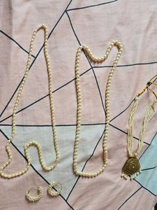 New Pearl Necklace and Earring Set