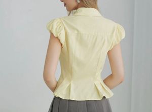 Yellow Striped Peplum Top