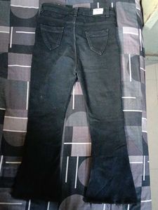 High Waisted Black Flare Jeans