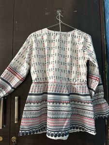 Boho Print V-Neck Peplum Kurta