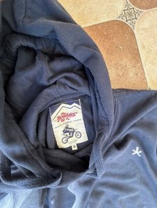Clean Navy Hoodie with Sleeve Stripes