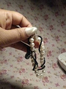 Elegant Pearl charm with Black Bow