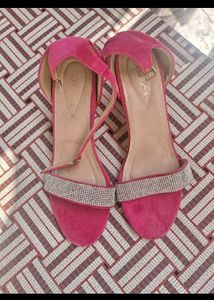 Pink Suede Embellished Sandals