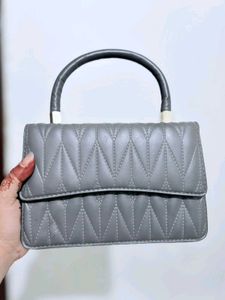 Stylish Quilted Grey Handbag