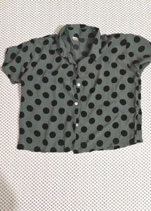Polka Dot Button-Up Shirt