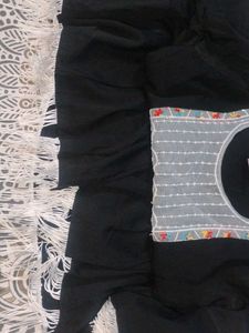 Elegant Black Kurta with Embroidered Neckline