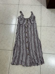 Striped Button-Front Midi Dress