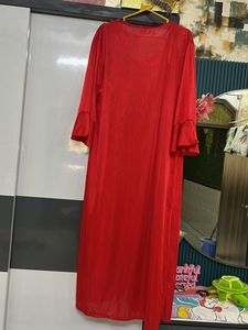 luxury wedding Red Satin Nightdress with shrug