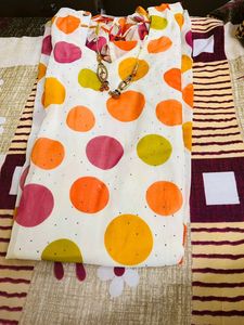 Printed Kurta Set with Orange Palazzo
