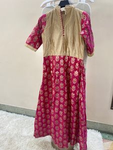 Elegant Pink & Gold Maxi Dress