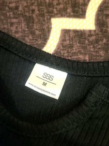 SSS Ribbed Black Crop Tank Top