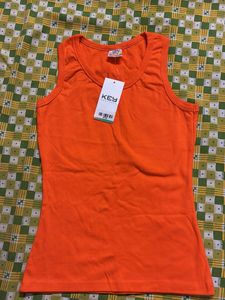 Bright Orange Sleeveless Top