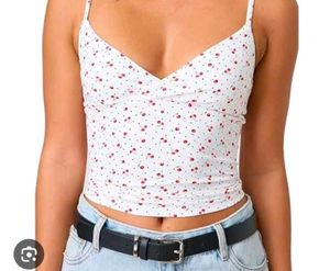 Cute Cherry Print Crop Top