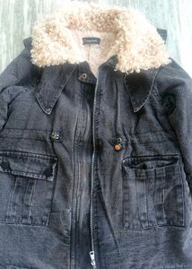 Denim Jacket with Fur Collar, furjacket,furcoat