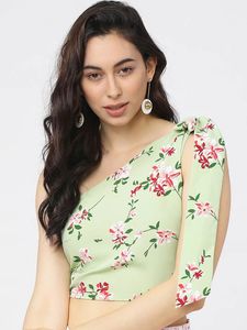 Floral One-Shoulder Tie-Up Top