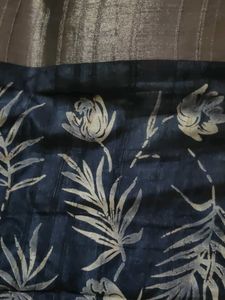 Navy Blue Saree with Floral Print