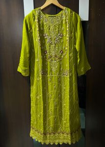 Embellished Lime Green Kurta