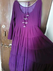 Flowy Tiered Purple Anarkali Gown💜