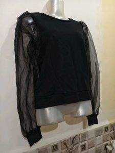 🔥BUY 1, GET 1 FREE🔥 Sheer Sleeve Black Top