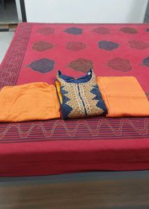 Stylish Blue &amp; Orange Kurta set