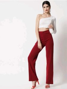 Women's Chic Red Regular Fit Trouser