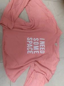 Pink "I Need Space" Cropped Sweatshirt