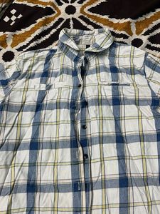 Blue Plaid Frayed Button-Up Shirt