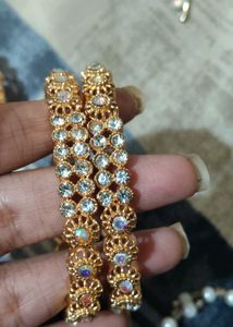 Elegant Gold Tone Rhinestone Bangles
