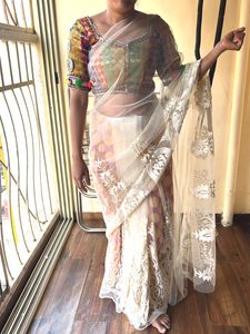 Colorful Ethnic Saree, Blouse & Petticoat Set