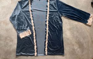 velvet or crushed velour pyjama/loungewear set wit