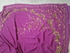 Ghungru in saree Stunning Embroidered Purple Sare