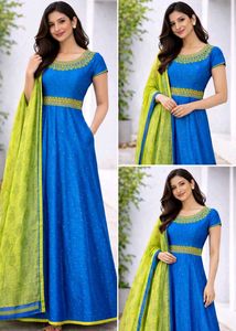 Blue Ethnic Gown with Dupatta from size X