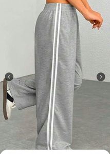 Grey Wide Leg Track Pants