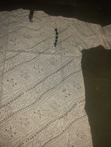 White Bandhani Print Kurta